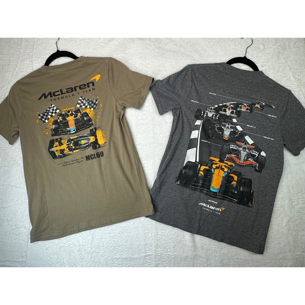 Abercrombie Kids McLaren F1 Team T-Shirt Lot of 2 Youth 13/14 Gray Tan Graphic